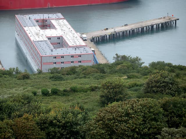 The Home Office plans to accommodated 500 migrants on the Bibby Stockholm barge docked at Portland in Dorset (Picture: Dan Kitwood/Getty Images)