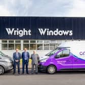Andy Martin, operations director, Andrew Wright Windows; Colin Kennedy, construction director, Cruden Building; Charlie Berry, managing director, Andrew Wright Windows.