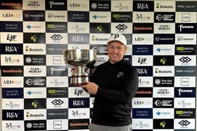 Graeme Robertson shows off the MacDonald Spey Valley Masters presented by The MacKay Clinic after his seven-shot win in Aviemore. Picture: Tartan Pro Tour