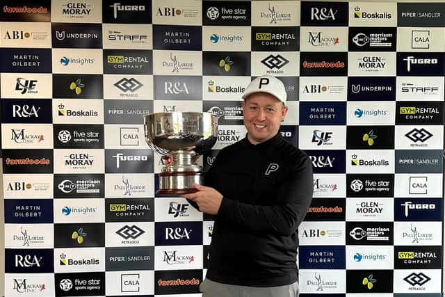 Graeme Robertson shows off the MacDonald Spey Valley Masters presented by The MacKay Clinic after his seven-shot win in Aviemore. Picture: Tartan Pro Tour