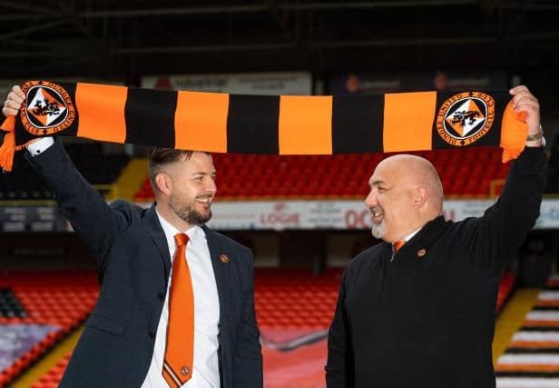 Dundee Utd unveil Thomas Courts as the club's new manager alongside Sporting Director Tony Asghar on June 09, 2021. (Photo by Mark Scates / SNS Group)