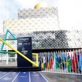 Birmingham Library where the Birmingham 2022 countdown clock is displayed counting down until this summer's Commonwealth Games. (Photo by Miles Willis/Getty Images for Birmingham 2022)