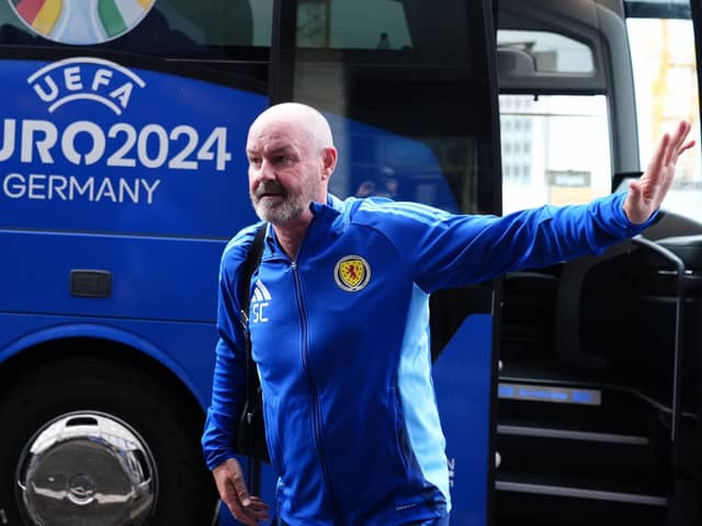 Scotland head coach Steve Clarke arrives in Stuttgart ahead of the Euro 2024 Group A fixture against Hungary. Pic: Andrew Milligan/PA Wire.