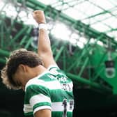 Jota celebrates scoring for Celtic in the 4-0 victory over Rangers in September.