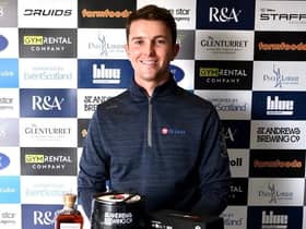 Forres man Jeff Wright celebrates after landing his maiden Tartan Pro Tour win in the Pollok Open. Picture: Tartan Pro Tour