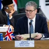 Keir Starmer attends the second day of the G20 Summit in Rio De Janeiro yesterday (Picture: Saul Loeb/ POOL / AFP)