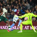 Jhon Duran opens the scoring for Aston Villa against Hibs.