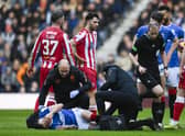 St Johnstone striker Nicky Clark was sent off for a challenge on Rangers midfielder Ryan Jack  (Photo by Rob Casey / SNS Group)