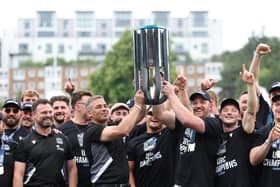 Franco Smith and Kyle Steyn are pictured at the Glasgow Warriors homecoming event at Scotstoun Stadium after winning the United Rugby Championship Grand Final against Vodacom Bulls in South Africa.