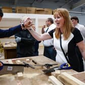 Scottish Labour leader Anas Sarwar and Labour deputy leader Angela Rayner visit Royal Strathclyde Blindcraft Industries earlier this year (Picture: Jeff J Mitchell/Getty Images)