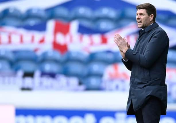 Steven Gerrard will close to within one point of winning the Premiership title as Rangers manager if his team beat St Mirren at Ibrox on Saturday. (Photo by Rob Casey / SNS Group)