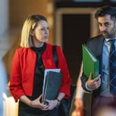 First Minister Humza Yousaf arrives at Holyrood with education secretary Jenny Gilruth. Picture: PA