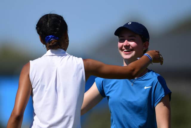 Grace Crawford has been smiling so far this week in the R&A Women's Amateur Championship at Hunstanton, where she's through to the last 32. Picture: Harriet Lander/R&A/R&A via Getty Images.
