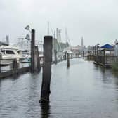 Flooding as Tropical Storm Henri approached in New London, Connecticut earlier this week. (Photo by JOSEPH PREZIOSO / AFP) (Photo by JOSEPH PREZIOSO/AFP via Getty Images)