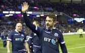 Scotland's Greig Laidlaw celebrates after the Six Nations win over England at Murrayfield in 2018.