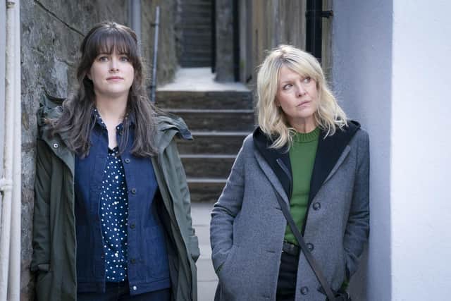 Alison O'Donnell as DI Alison 'Tosh' McIntosh and Ashley Jensen as DI Ruth Calder in Shetland, series eight. Pic: Jamie Simpson/BBC/PA Wire