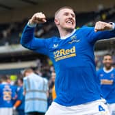 GLASGOW, SCOTLAND - APRIL 17: John Lundstram celebrates at Full Time during a Scottish Cup Semi-Final between Celtic and Rangers at Hampden Park, on April 17, 2022, in Glasgow, Scotland. (Photo by Ross MacDonald / SNS Group)