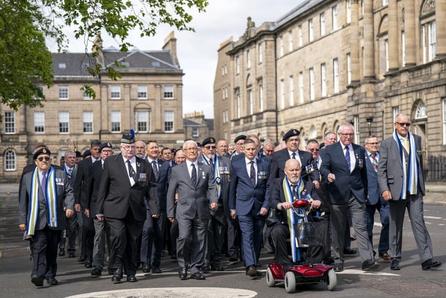 Falklands veterans and members of the wider armed forces community, remember the 40th anniversary of the end of the conflict, during a parade and service of remembrance in Edinburgh.