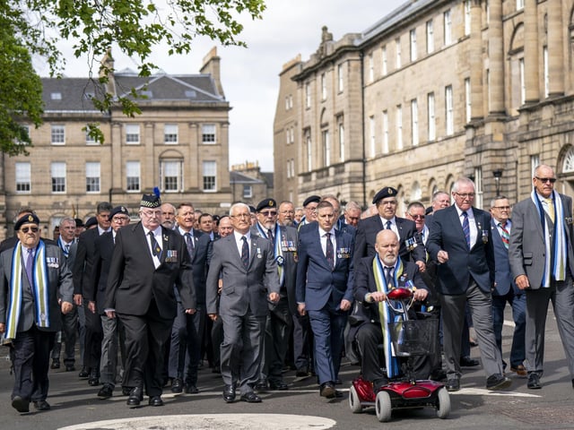 Falklands veterans and members of the wider armed forces community, remember the 40th anniversary of the end of the conflict, during a parade and service of remembrance in Edinburgh.