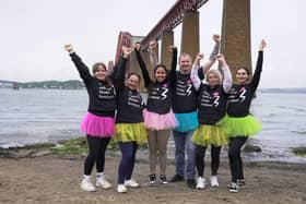 The team from the Tontine Hotel in Peebles celebrate after the abseil in June.