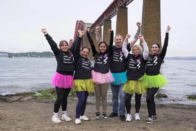 The team from the Tontine Hotel in Peebles celebrate after the abseil in June.