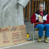 Sharon Lock will sit outside the Scottish Parliament as she goes on hunger strike for five days. Image: Lisa Ferguson/National World.