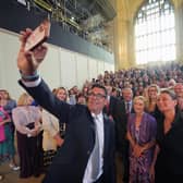 Andy Burnham taking a selfie with his new Labour colleagues in Westminster Hall.
