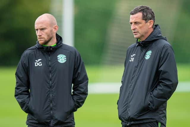 David Gray, left, was brought into the Hibs coaching set-up by Jack Ross, right.