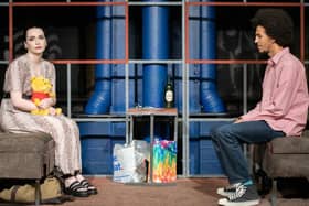 Francesca Hess as Virag and Benjamin Osugo as Jake in Alfold