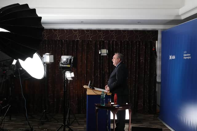 Alex Salmond, sets out his "Route to Independence" at the launch of Alba's national campaign at the Buchan Hotel in Ellon, Aberdeenshire.