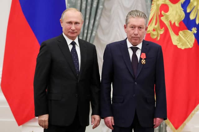 Russia's President Vladimir Putin (L) and Chairman of the Board of Directors of Oil Company Lukoil Ravil Maganov (R) pose for a photo during an awarding ceremony at the Kremlin in Moscow on November 21, 2019. -The chairman of Russia's Lukoil oil giant, Ravil Maganov, has died after falling from a hospital window in Moscow, reports say.
via Getty Images