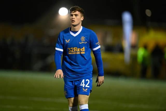 Rangers midfielder Charlie McCann made his first team debut in the Scottish Cup tie against Annan Athletic in February. (Photo by Rob Casey / SNS Group)