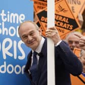 Liberal Democrat Leader Sir Ed Davey after his party won in Tiverton and Honiton