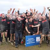 Biggar celebrate their National League Division 1 title triumph. The season was later voided.