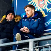 Millwall assistant manager Callum Davidson, left, pictured with St. Johnstone's Liam Craig. Davidson has been given permission to speak to the Perth. Picture: Roddy Scott/SNS