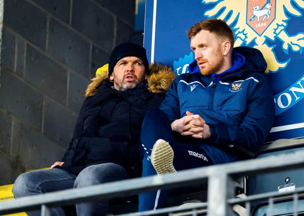 Millwall assistant manager Callum Davidson, left, pictured with St. Johnstone's Liam Craig. Davidson has been given permission to speak to the Perth. Picture: Roddy Scott/SNS