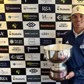 Amateur Sebastian Sandin shows off the trophy after winning the Cardrona Classic presented by Cala Homes. Picture: Tartan Pro Tour