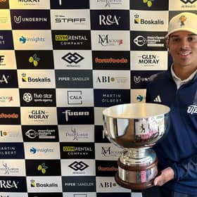 Amateur Sebastian Sandin shows off the trophy after winning the Cardrona Classic presented by Cala Homes. Picture: Tartan Pro Tour