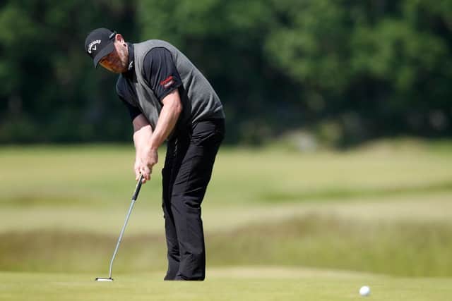 David Drysdale putts on the 18th hole during the third round of the Scandinavian Mixed Hosted by Henrik and Annika at Vallda Golf & Country Club in Gothenburg. Picture: Luke Walker/Getty Images.