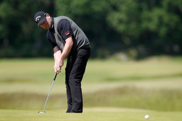David Drysdale putts on the 18th hole during the third round of the Scandinavian Mixed Hosted by Henrik and Annika at Vallda Golf & Country Club in Gothenburg. Picture: Luke Walker/Getty Images.