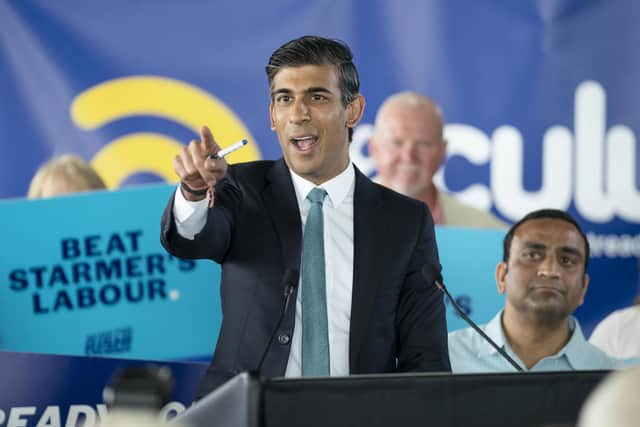 Rishi Sunak delivers a speech at Vaculug tyre specialists at Gonerby Hill Foot, Grantham, as part of his campaign to be leader of the Conservative and Unionist Party and the next prime minister. Picture date: Saturday July 23, 2022.