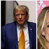 Former US president Donald Trump (left) and adult film actor Stormy Daniels