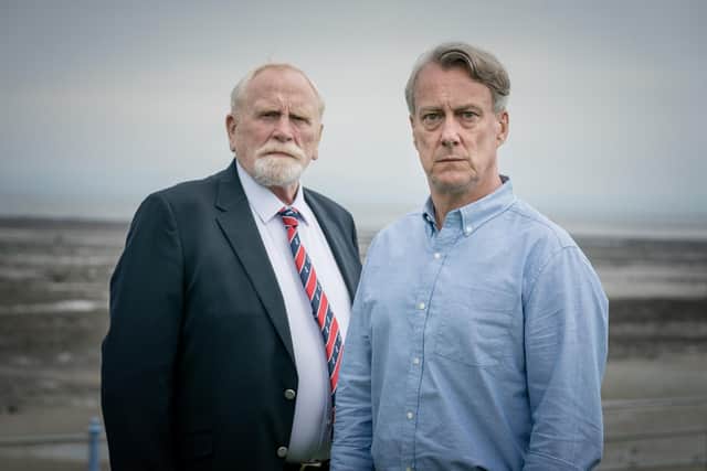 James Cosmo as Bill Bradwell and Stephen Tompkinson as Stephen Marshbrook in ITV's new series of The Bay, starring Morven Christie.