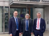 Pictured from left to right are NFUS vice president Robin Traquair, president Martin Kennedy and policy chief Jonnie Hall outside the Scottish Parliament this week.