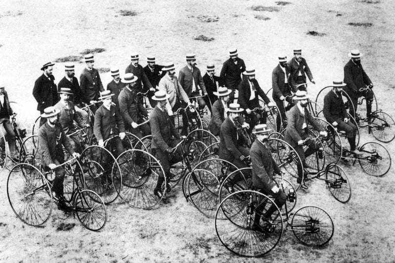 Members of the Southsea Tricycle Club on Southsea Common in 1888