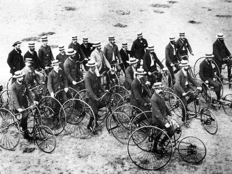 Members of the Southsea Tricycle Club on Southsea Common in 1888