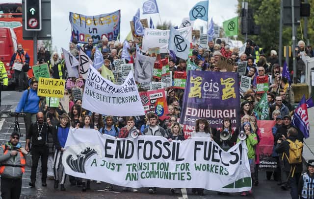 Environmental campaigners marching in Edinburgh picture: Lisa Ferguson