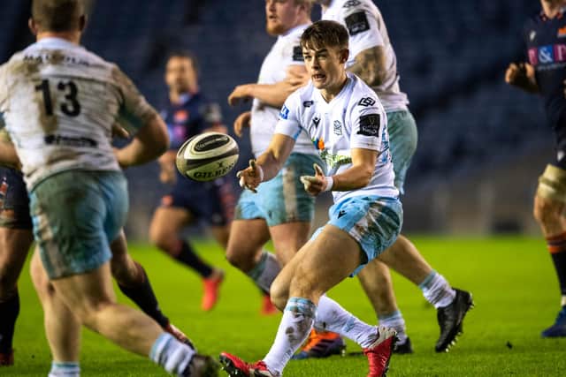 Ross Thompson makes his Glasgow Warriors debut as a replacement against Edinburgh on January 2. (Photo by Ross Parker / SNS Group)