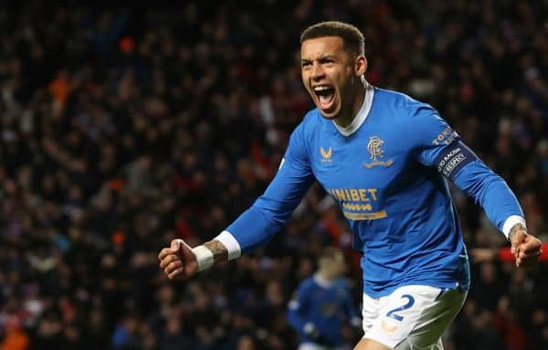 Rangers captain James Tavernier celebrates his second goal of the night at Ibrox as his team defeated Borussia Dortmund 6-4 on aggregate to reach the last 16 of the Europa League. (Photo by Alan Harvey / SNS Group)