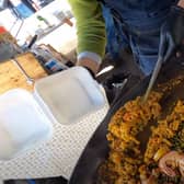 A portion of paella is served up from the Leith Walk pop-up venue. Picture: Ruairidh Mason